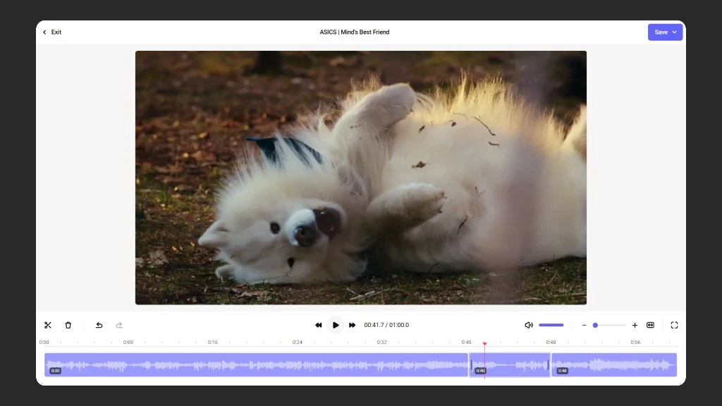 Kinescope built-in video editor interface