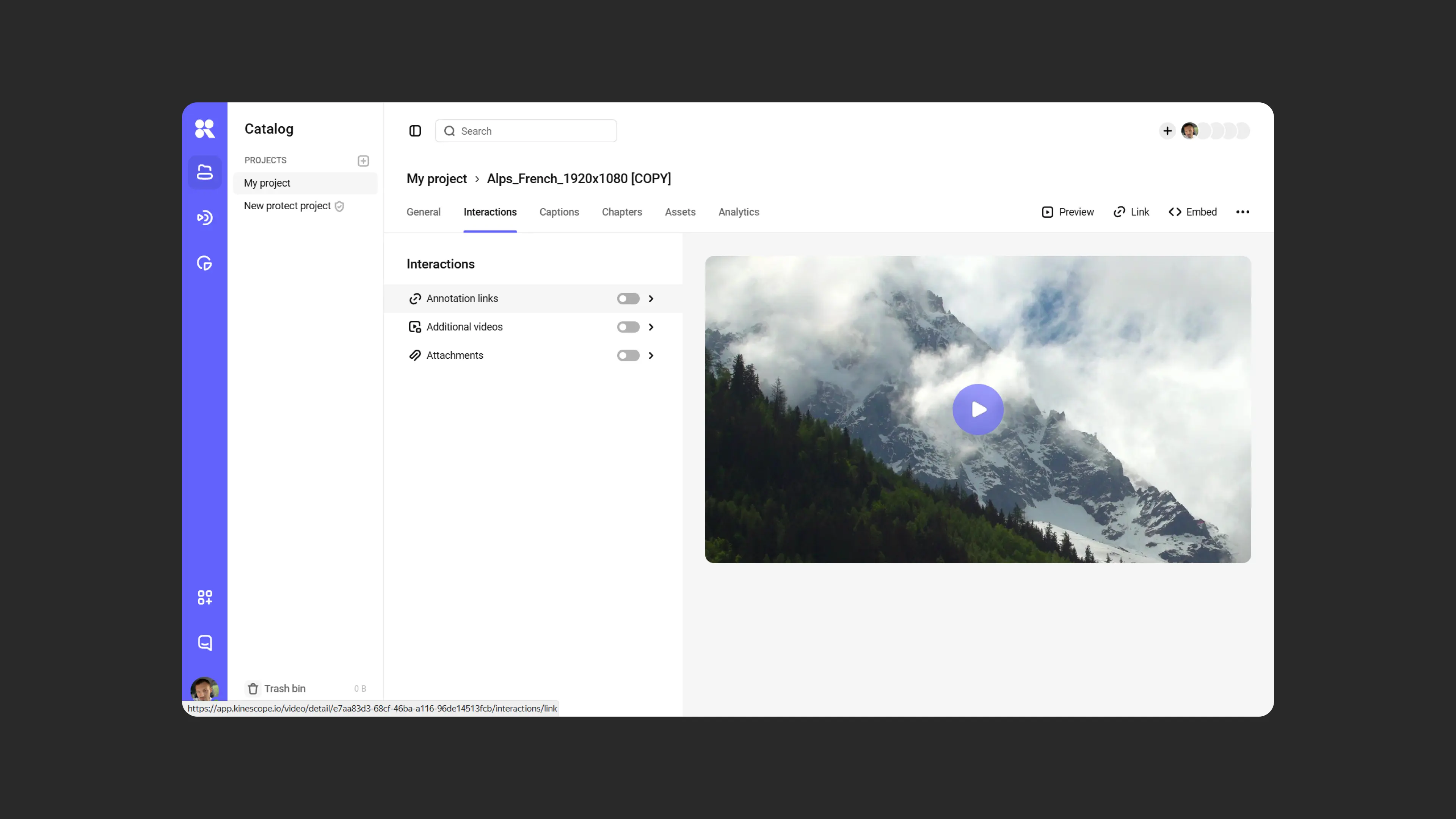File interactions tab