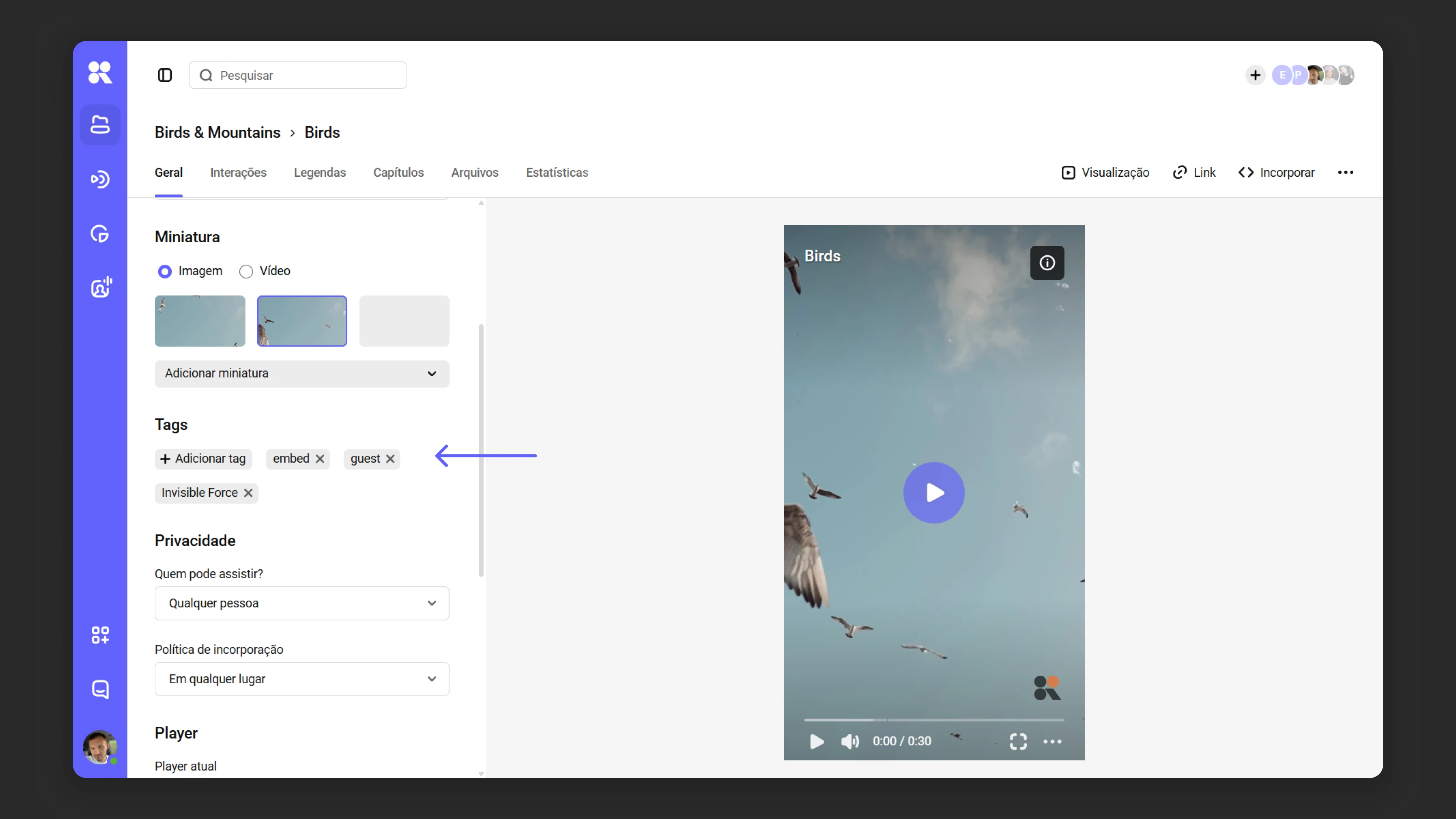 Adding tags to a media file