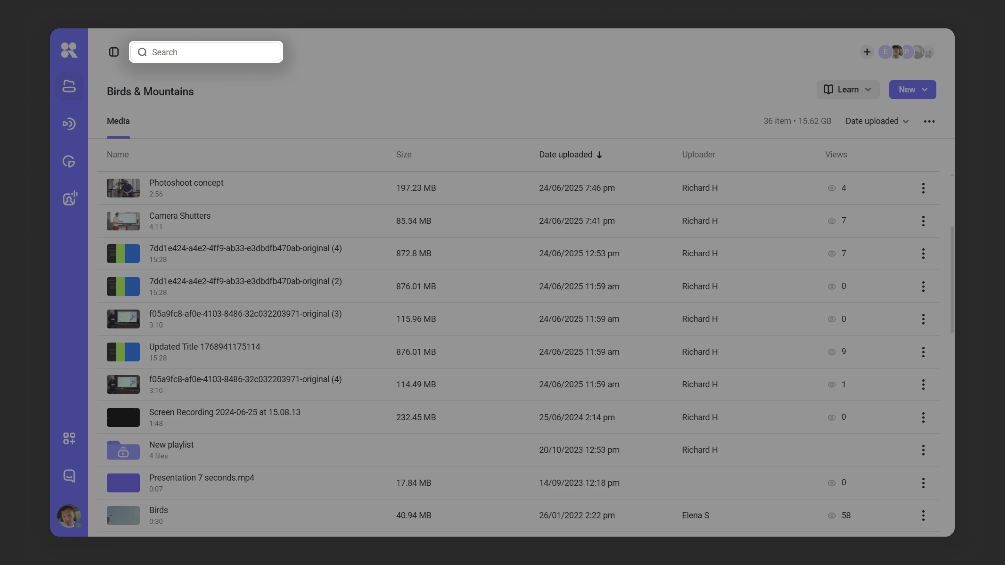 Search bar in the catalog