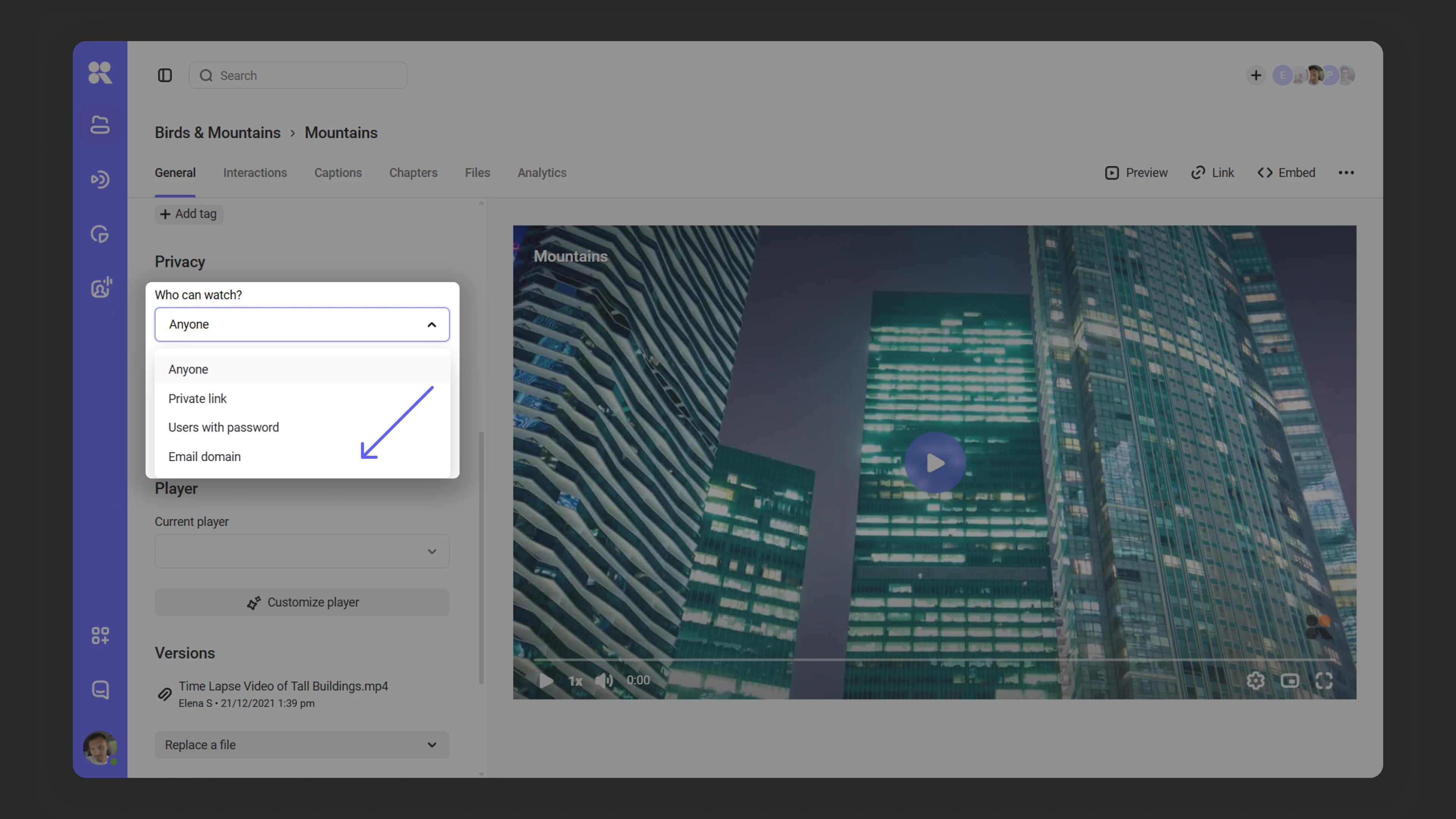 Setting up privacy settings for email domain access