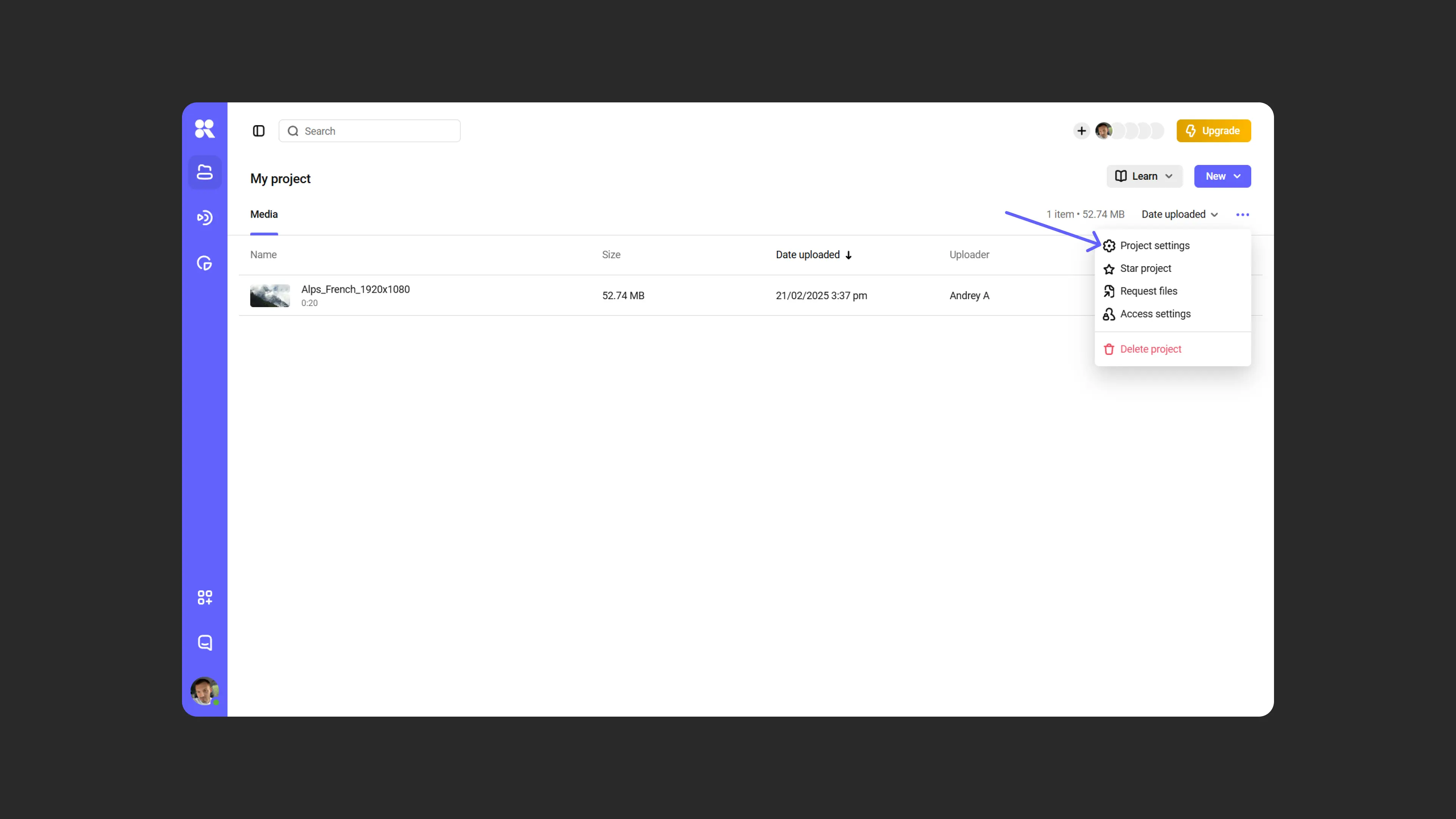 Opening project settings to enable DRM