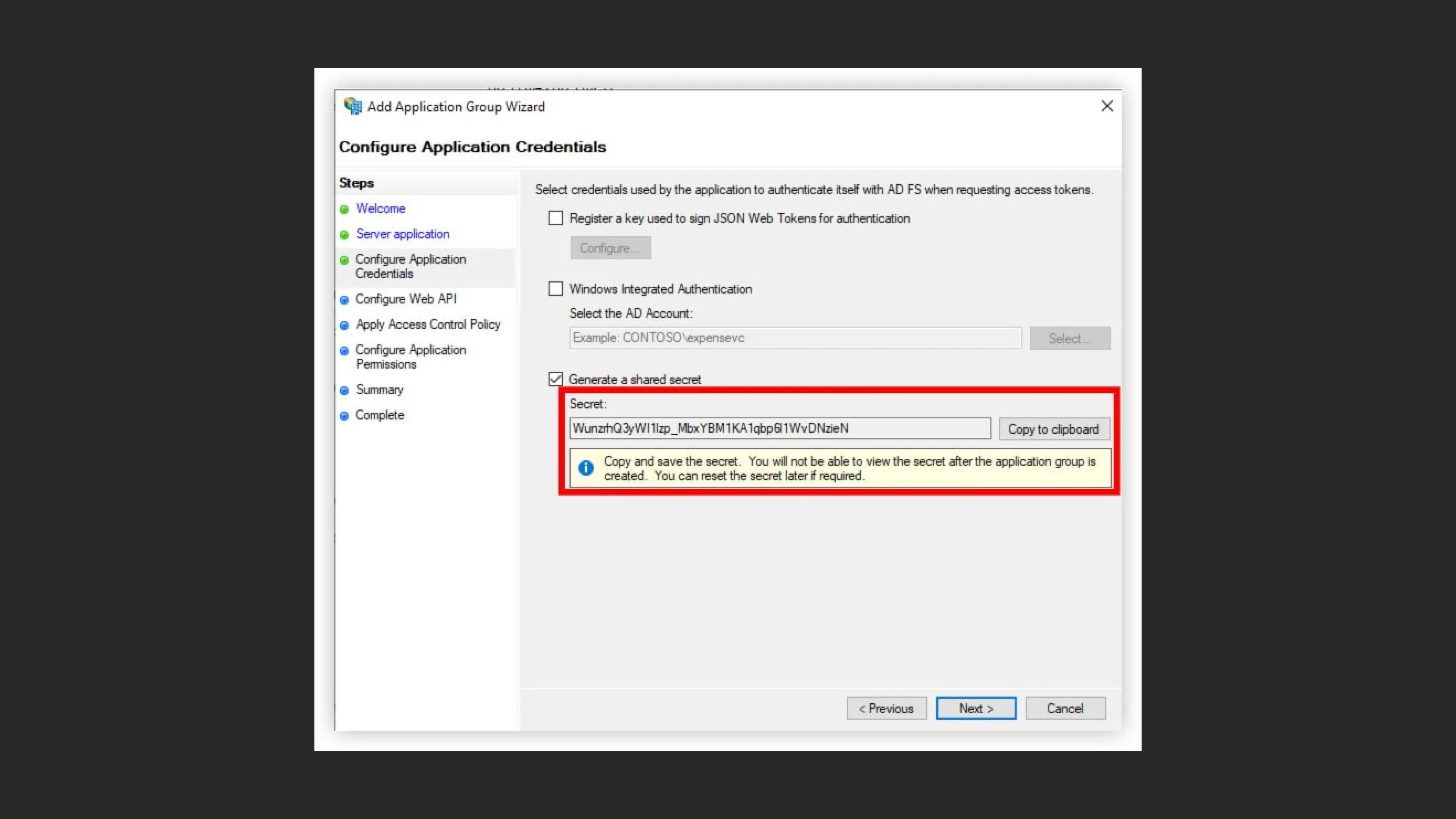 Configuring credentials in AD FS