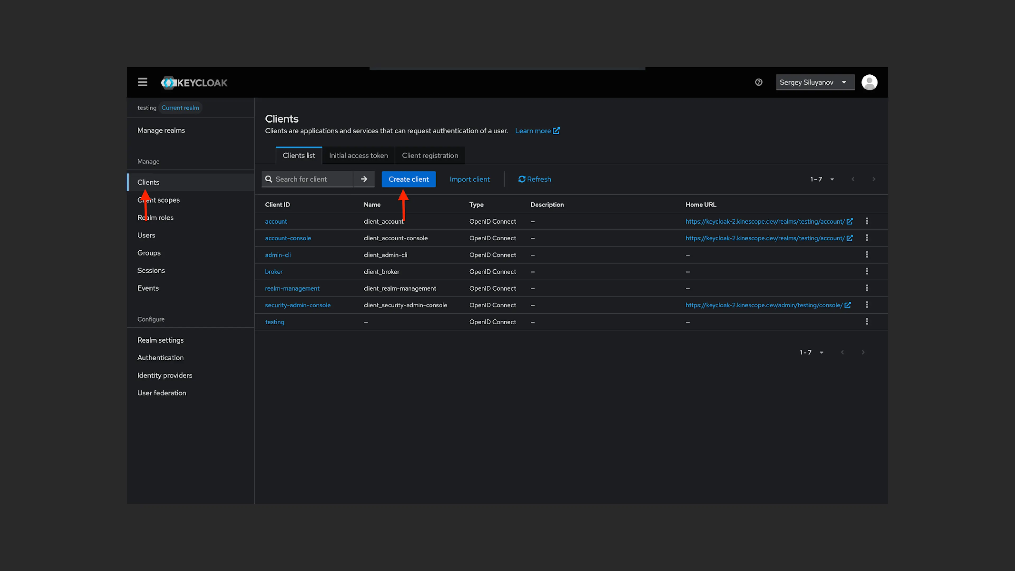Creating a client in Keycloak