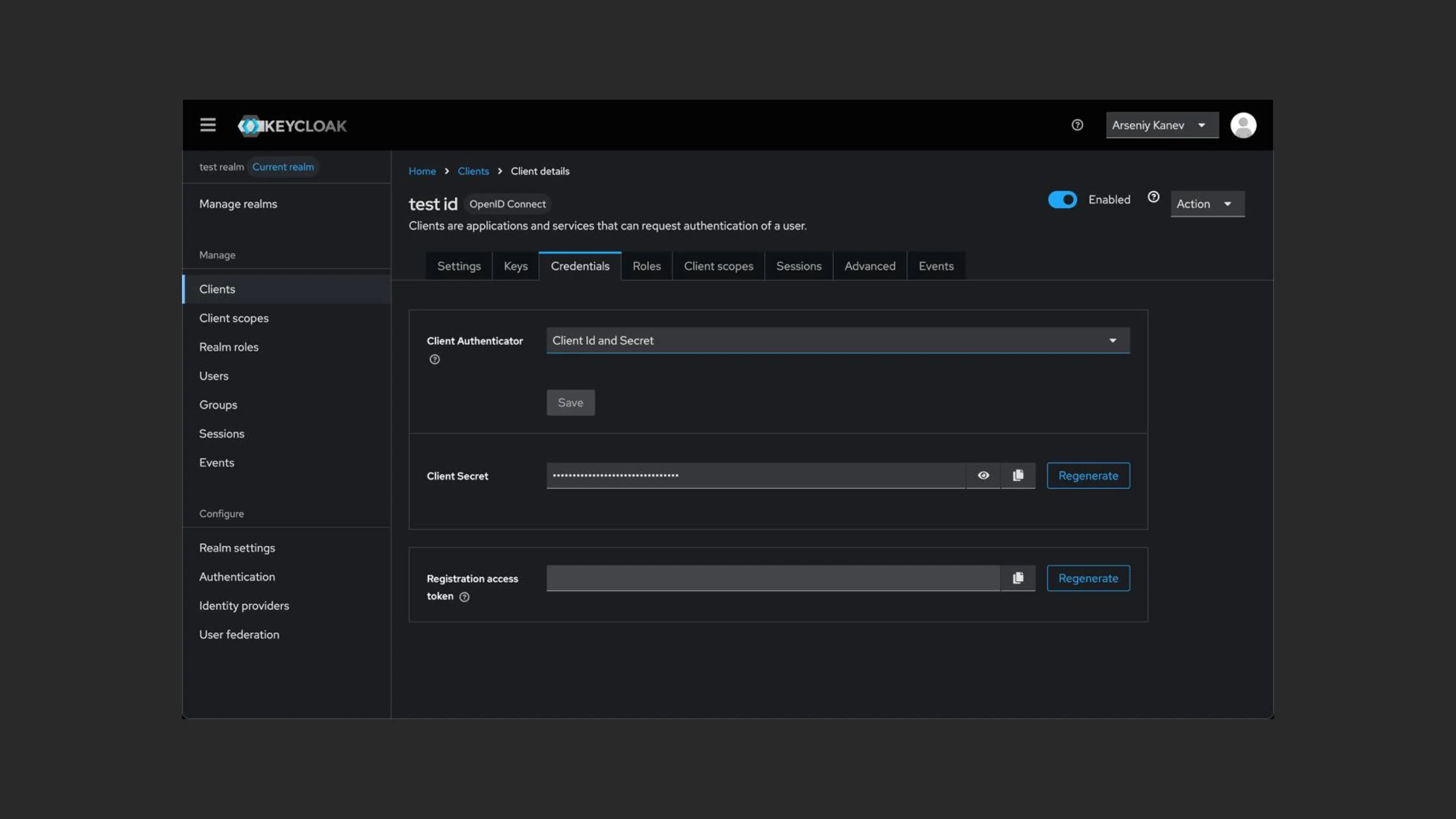 Client list in Keycloak