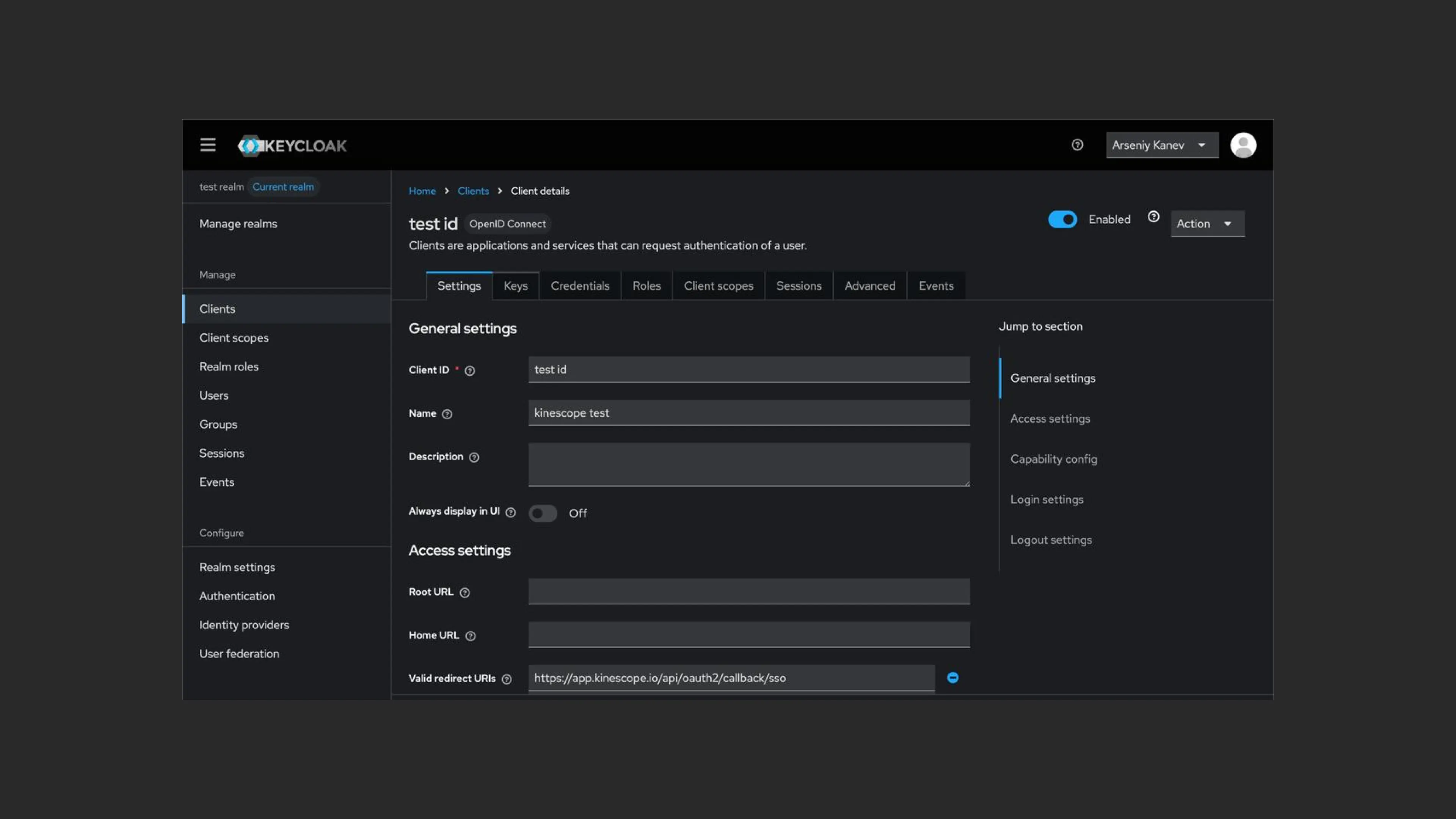 Client parameters in Keycloak