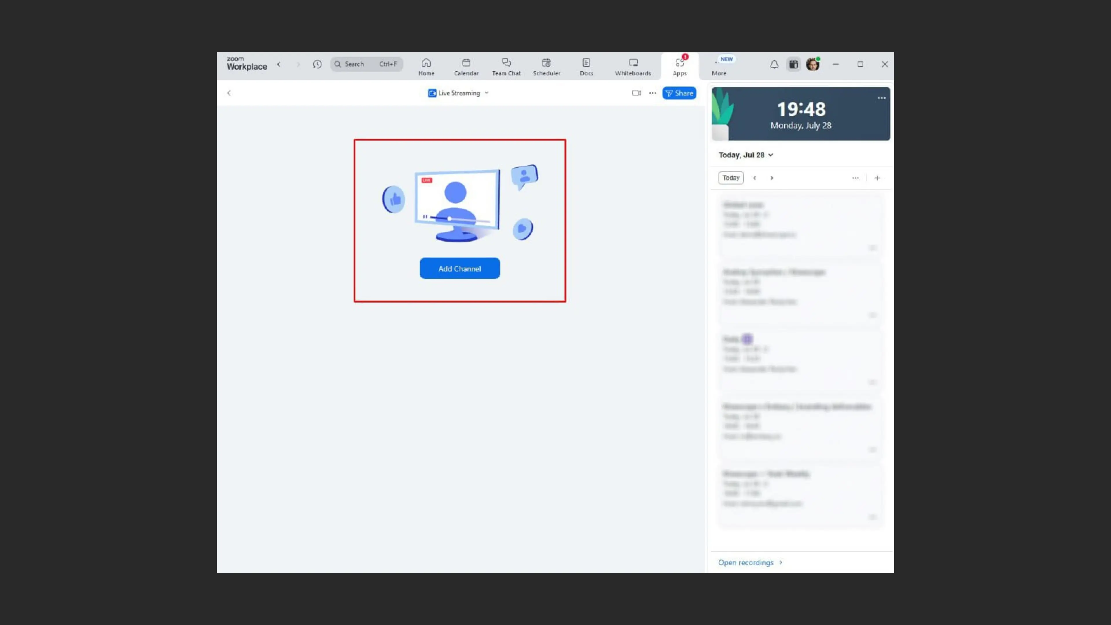 Adding a broadcast channel in Zoom