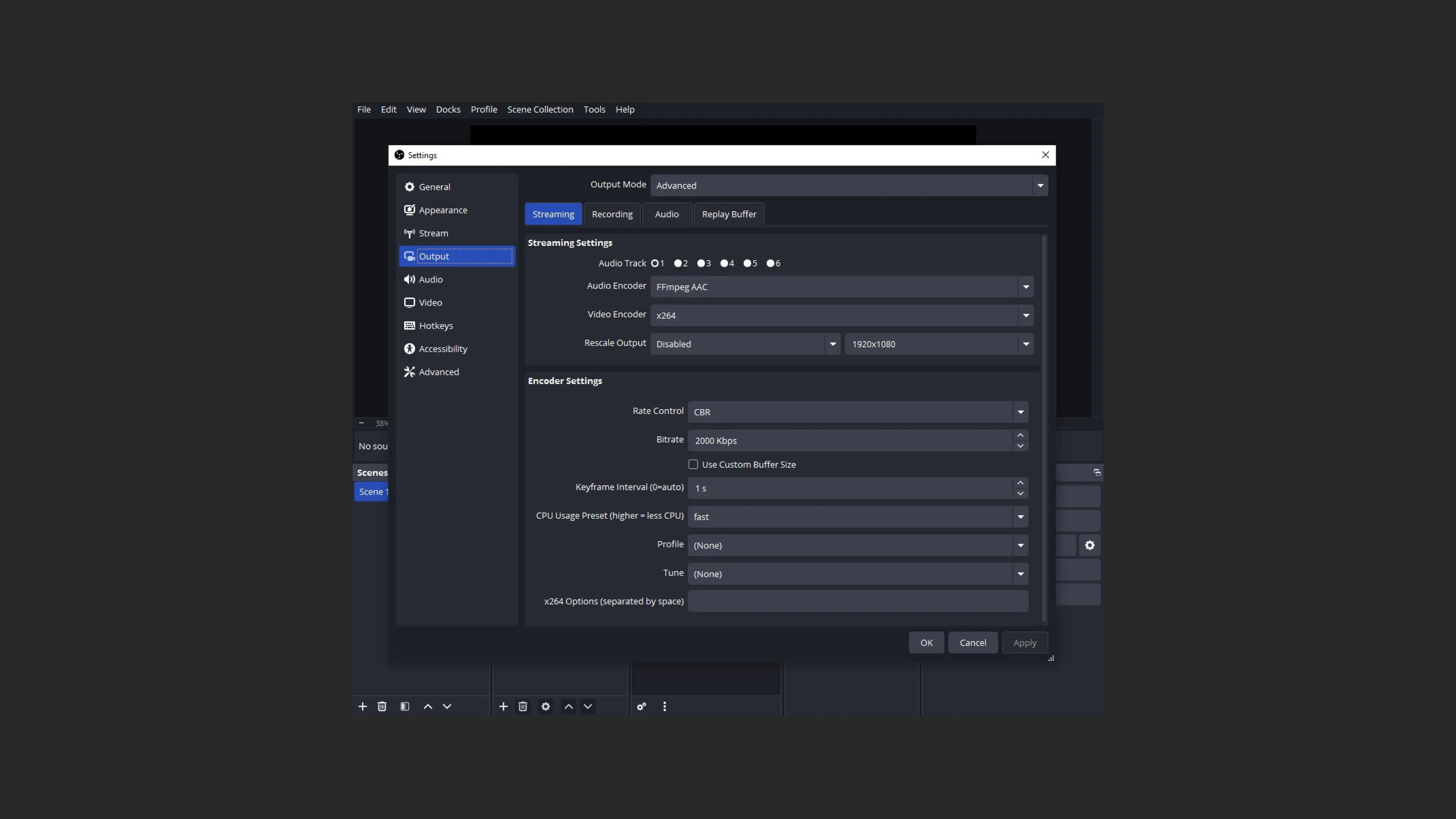 Video resolution configuration in OBS Studio