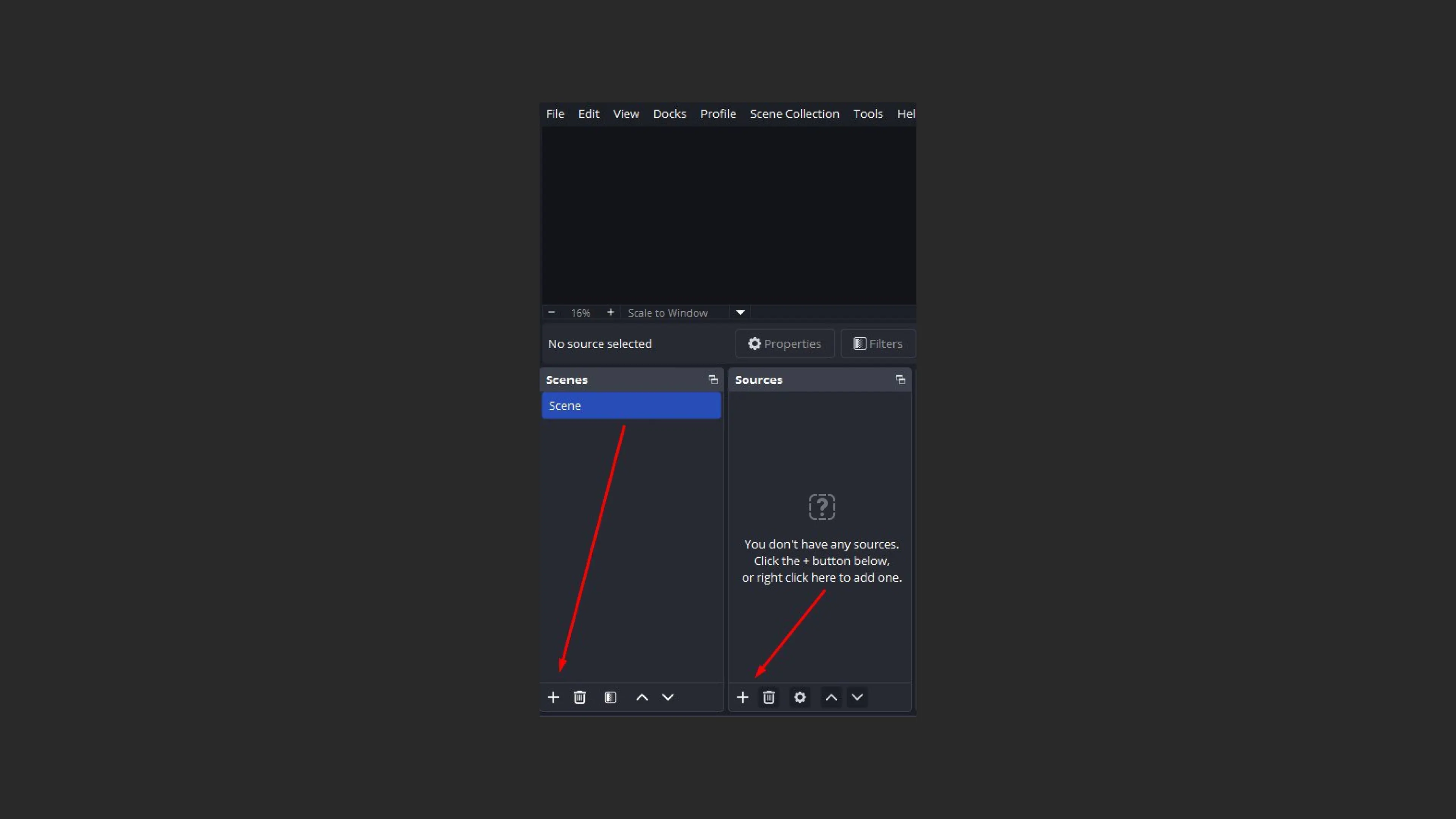 Adding sources in OBS Studio