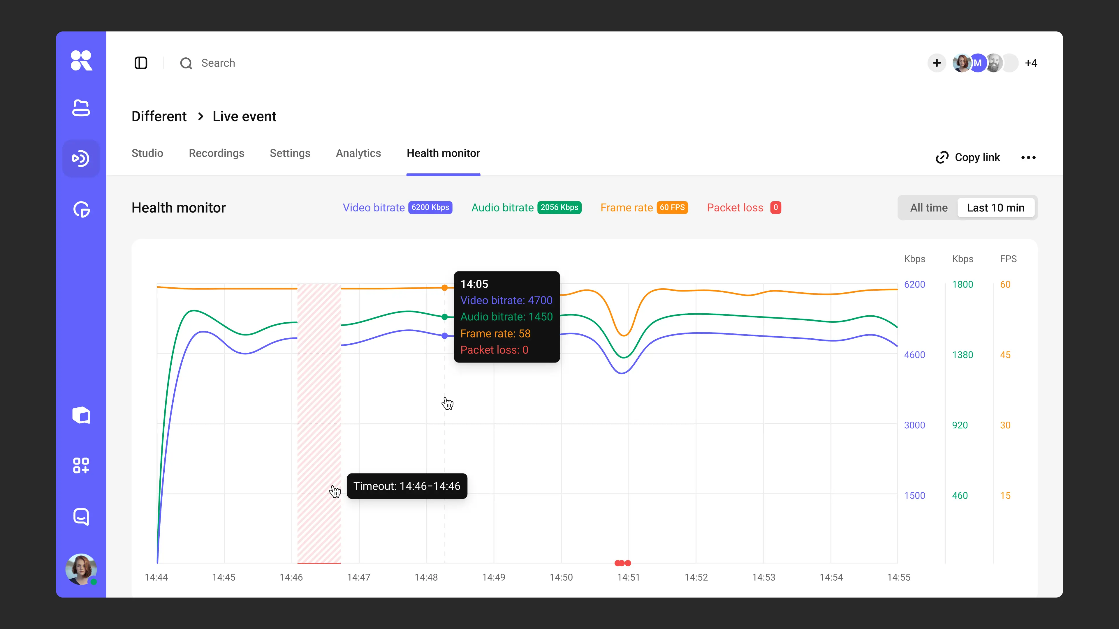 Health Monitor — real-time stream metrics