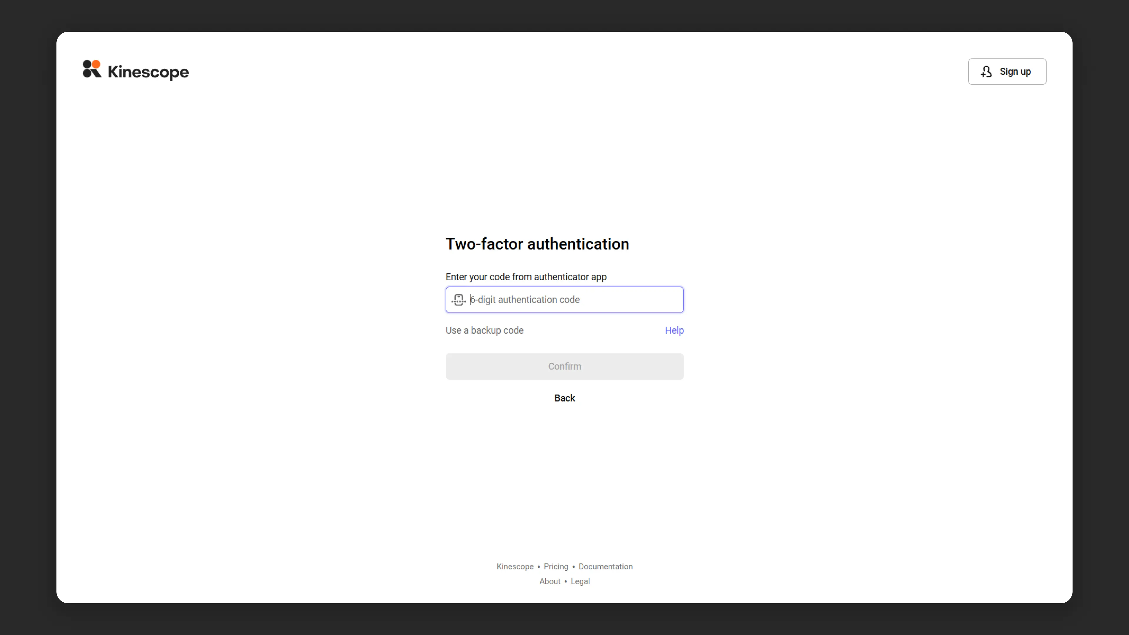 Two-factor authentication in settings