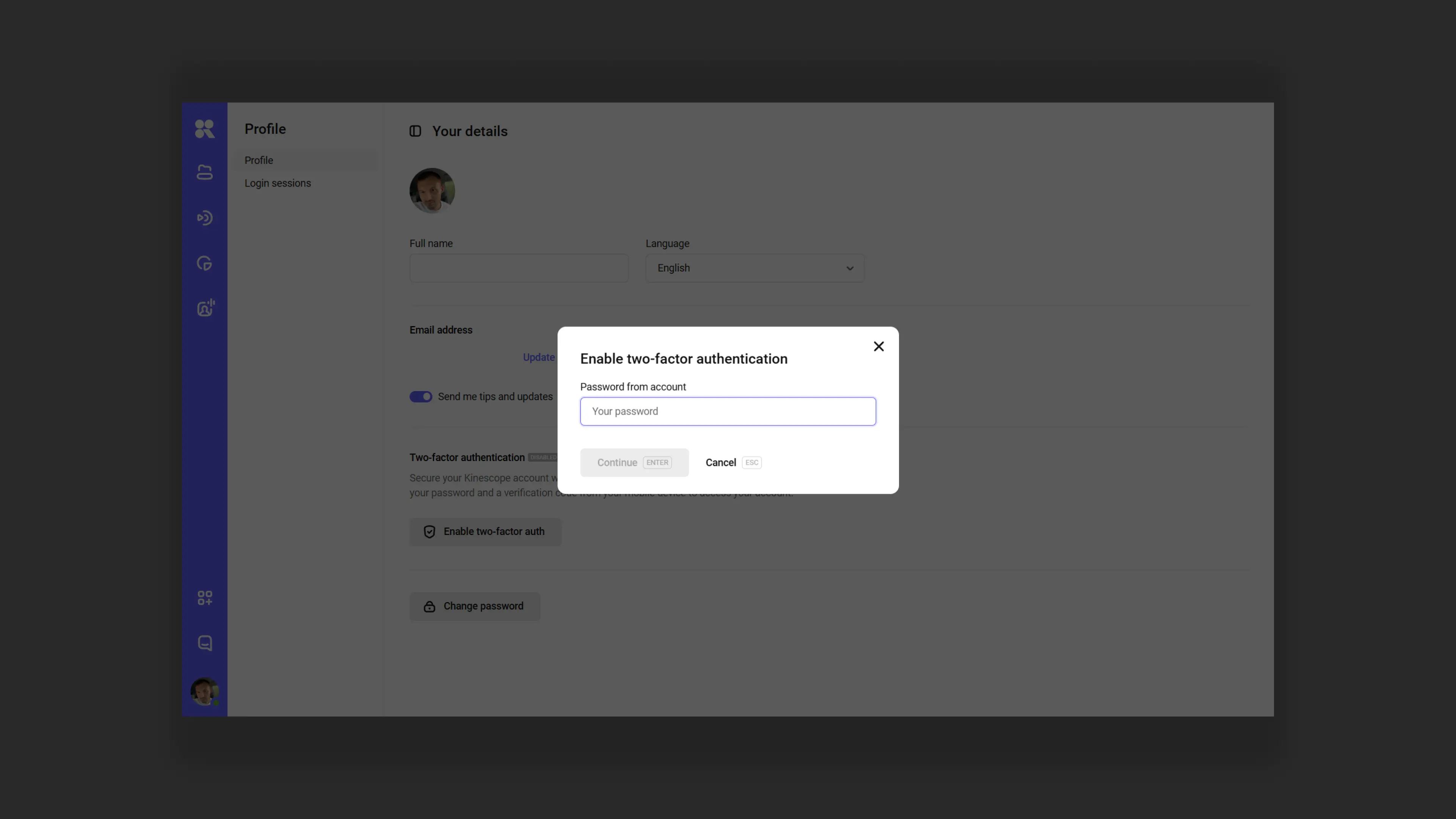 Enabling two-factor authentication
