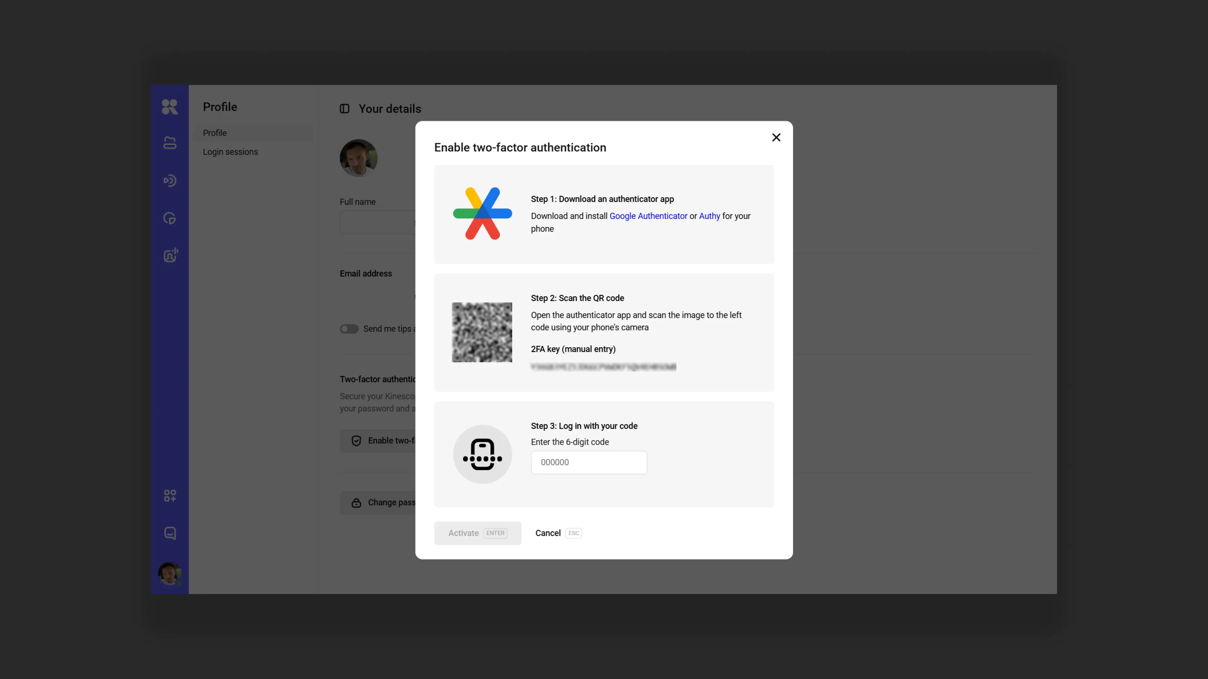 Installing an authenticator app
