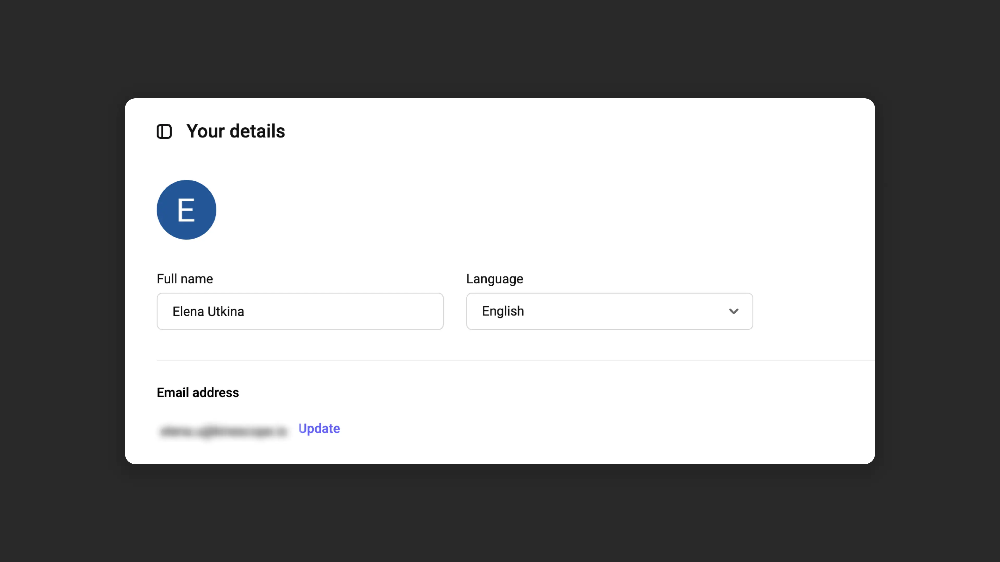 Personal details configuration in profile