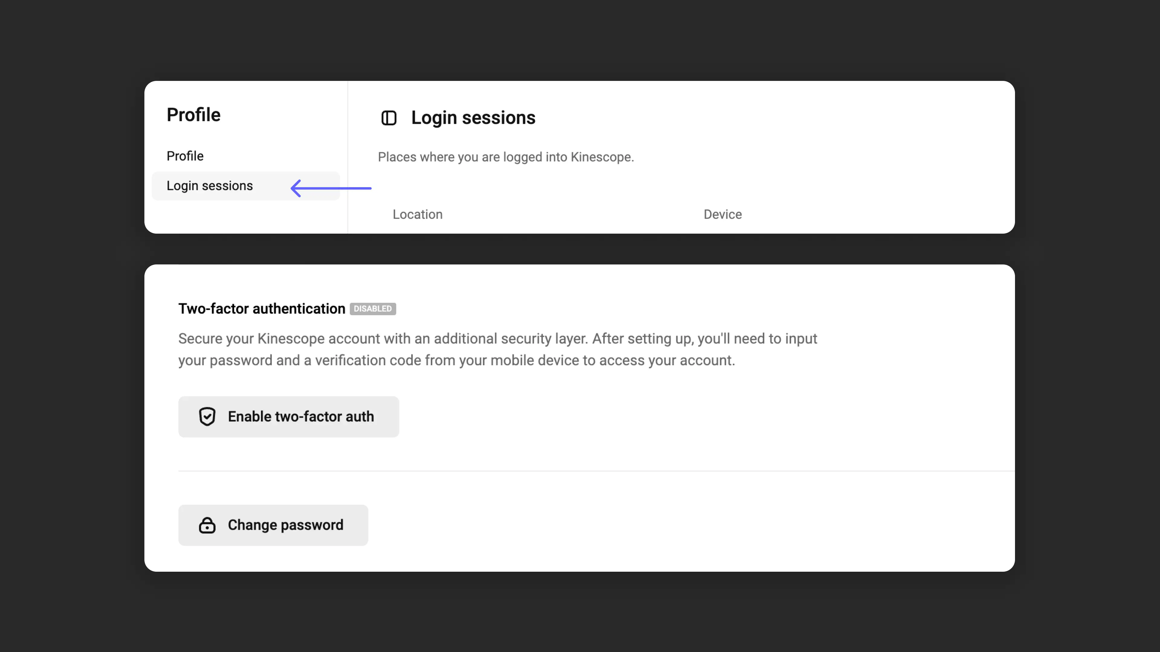 Profile security settings