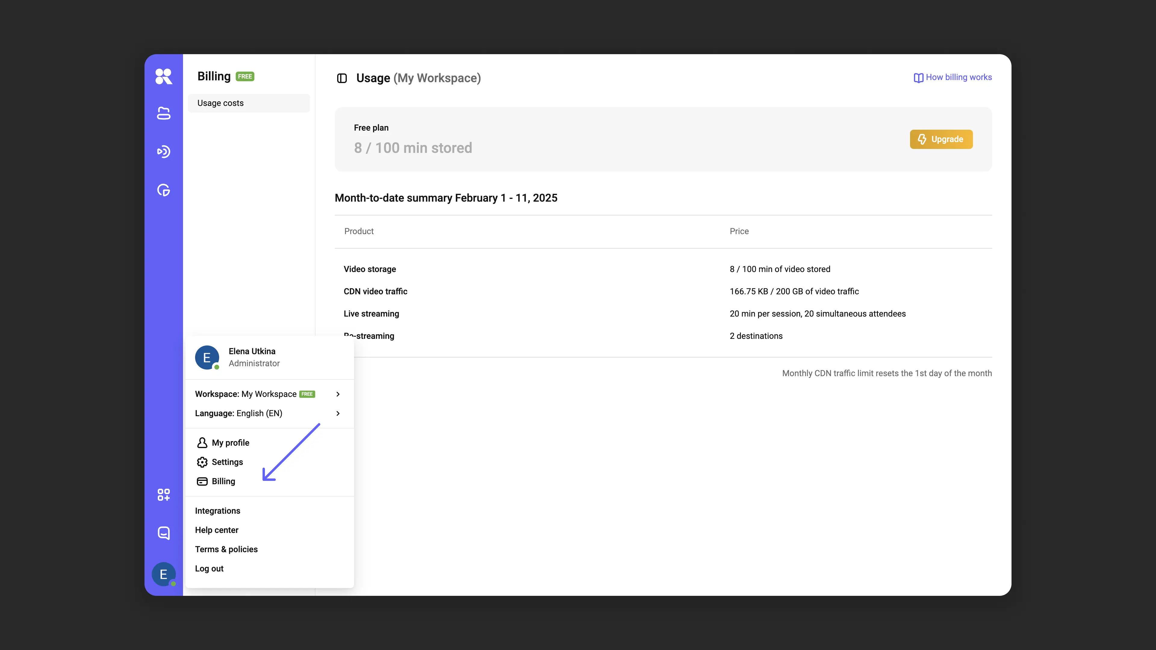 Workspace payment settings