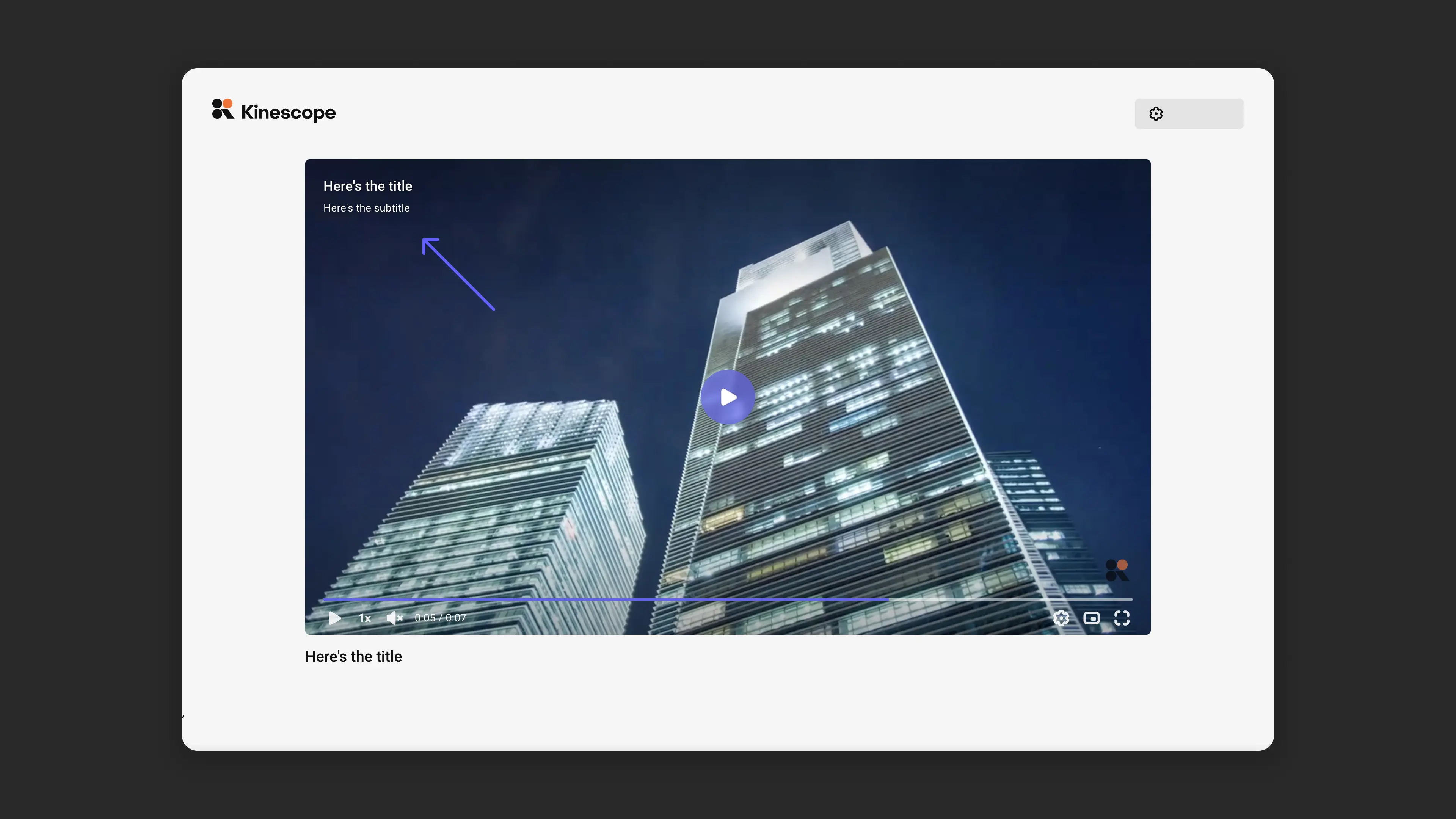 Example title and subtitle display in the player
